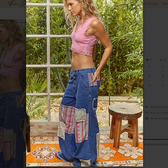 POL “ Alexia “ POL Denim Pants with Printed Contrast and Stud Detail 34 - Picture 8 of 12